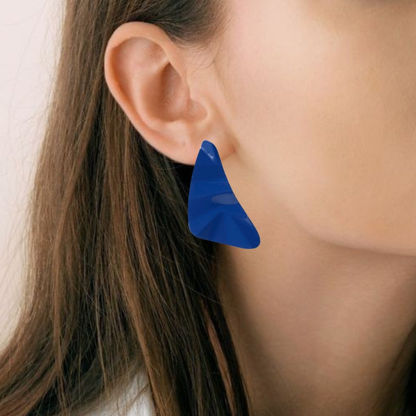 Dented Blue Drop Earrings