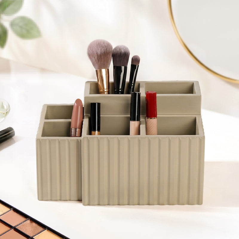 Desk Organiser For Pens Makeup Brushes Beige
