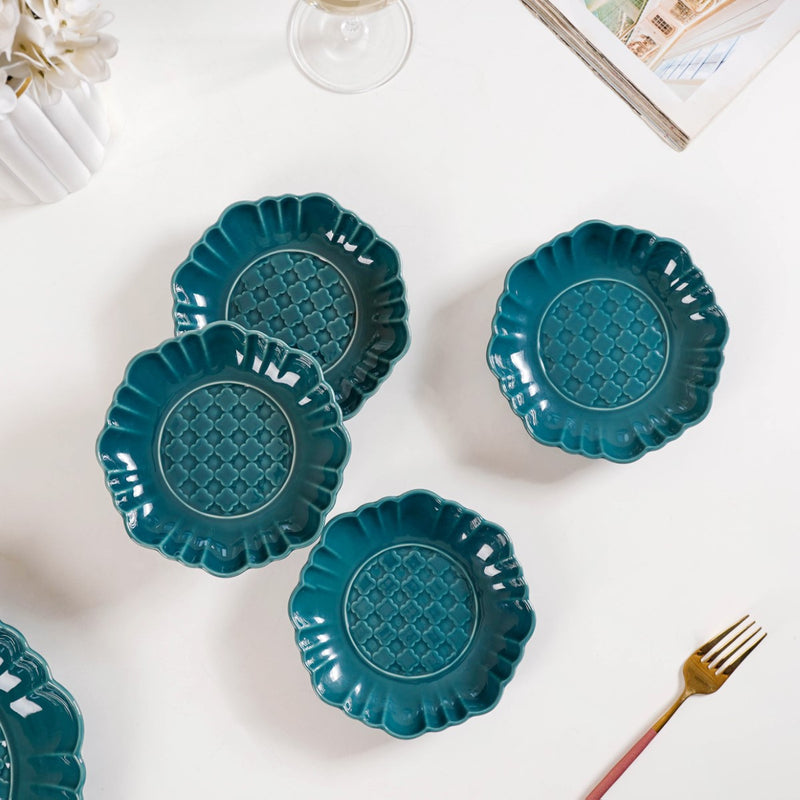 Luxe Ceramic Dessert Plate Green Set Of 4 6 Inch - Dessert plates, small plates, ceramic dessert plates, dessert plate set, dessert dish