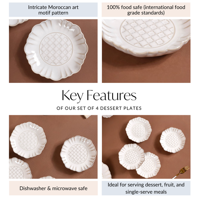 Ivory Dessert Plate Set Of 4 6 Inch - Small plates, dessert plates, ceramic dessert plates, ivory plates, mini plates, small ceramic plates