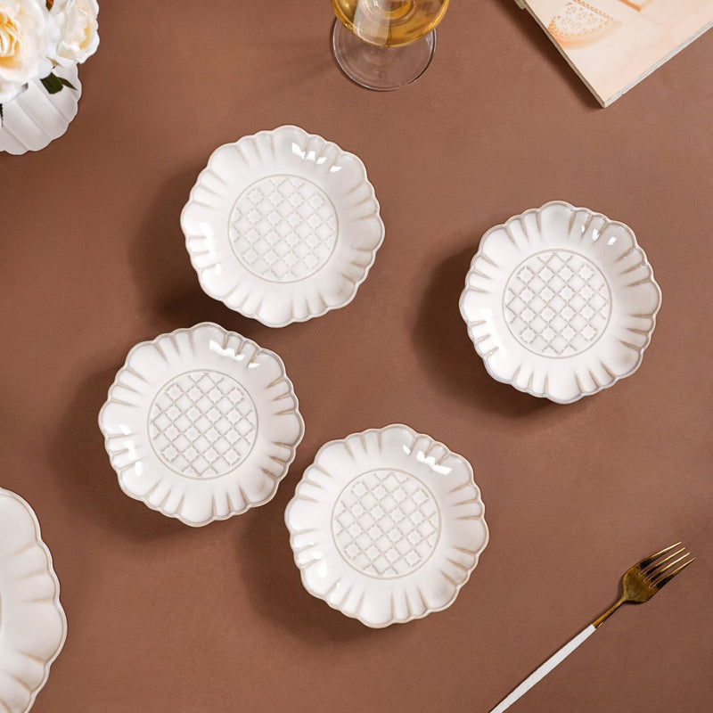 Ivory Dessert Plate Set Of 4 6 Inch - Small plates, dessert plates, ceramic dessert plates, ivory plates, mini plates, small ceramic plates