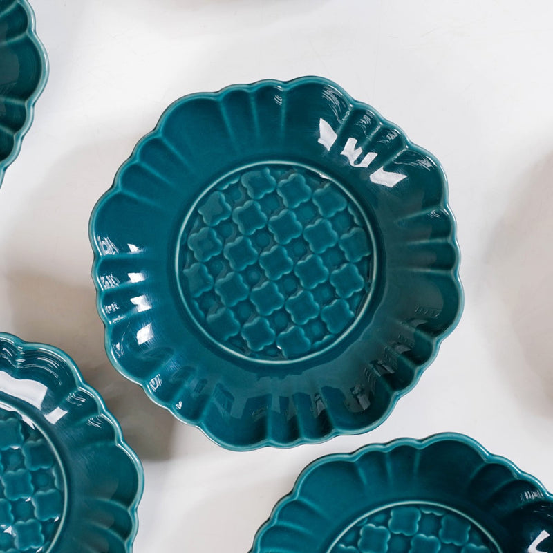 Luxe Ceramic Dessert Plate Green Set Of 4 6 Inch - Dessert plates, small plates, ceramic dessert plates, dessert plate set, dessert dish