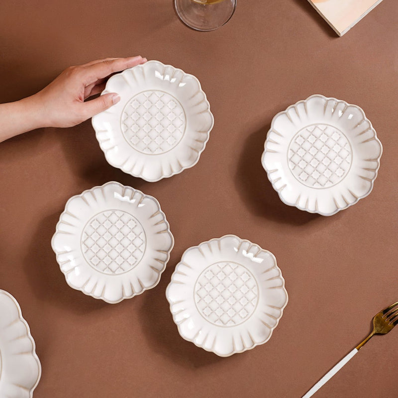 Ivory Dessert Plate Set Of 4 6 Inch - Small plates, dessert plates, ceramic dessert plates, ivory plates, mini plates, small ceramic plates