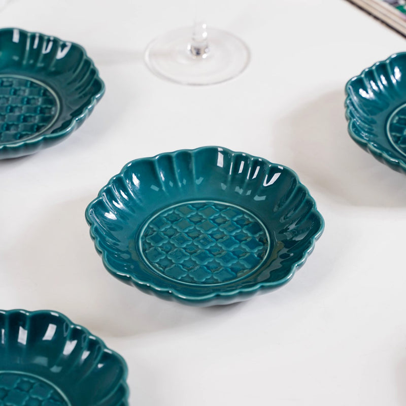 Luxe Ceramic Dessert Plate Green Set Of 4 6 Inch - Dessert plates, small plates, ceramic dessert plates, dessert plate set, dessert dish