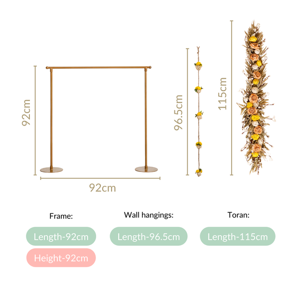 Luxurious Gold Backdrop Frame With Flower Decor 36 Inch