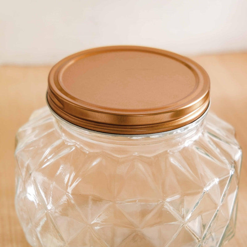 Diamond Airtight Glass Kitchen Jar Set Of 2 For Cookies Snacks 1800ml