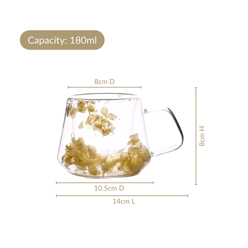 Diamond Cut Double Walled Coffee Mug Set Of 2 180ml