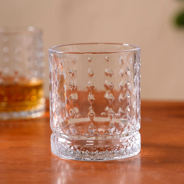 Diamond Patterned Set Of 6 Whiskey Glasses 380ml