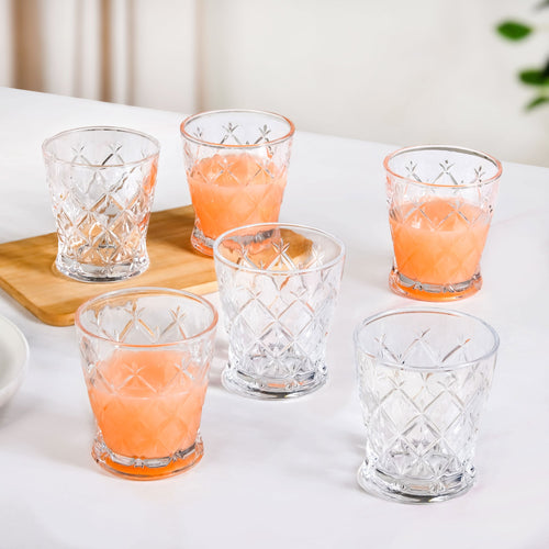 Diamond Cut Drinking Glass Set Of 6 245ml