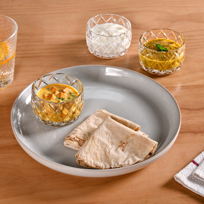 Diamond Cut Glass Bowl Set Of 6 160ml