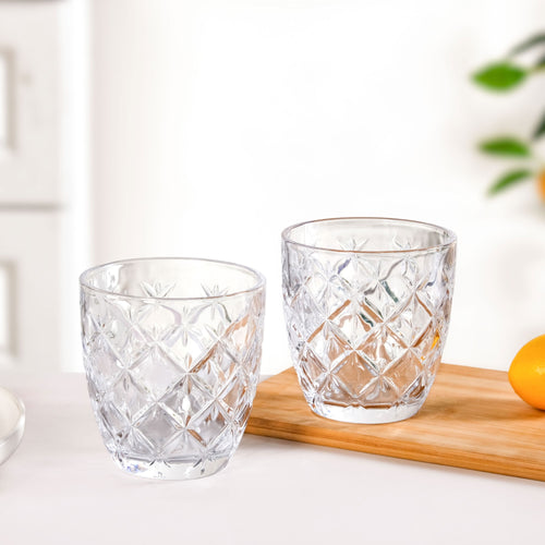 Diamond Cut Glass Tumbler Set Of 6 260ml