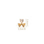 Diamond Heart Bow Drop Earrings Gold