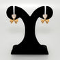 Diamond Heart Bow Drop Earrings Gold