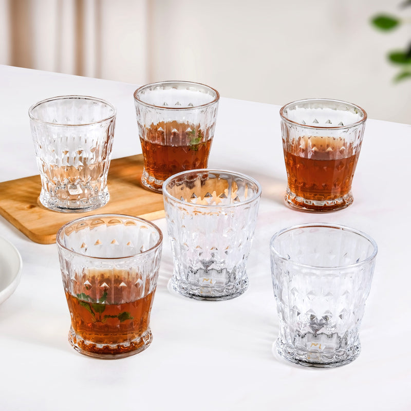 Diamond Patterned Drinking Tumbler Set Of 6 245ml