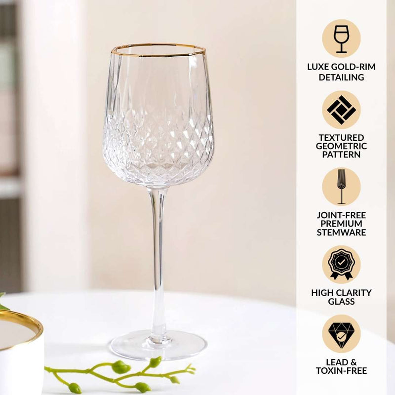 Diamond Texture Goblet Wine Glass Set Of 2 370ml