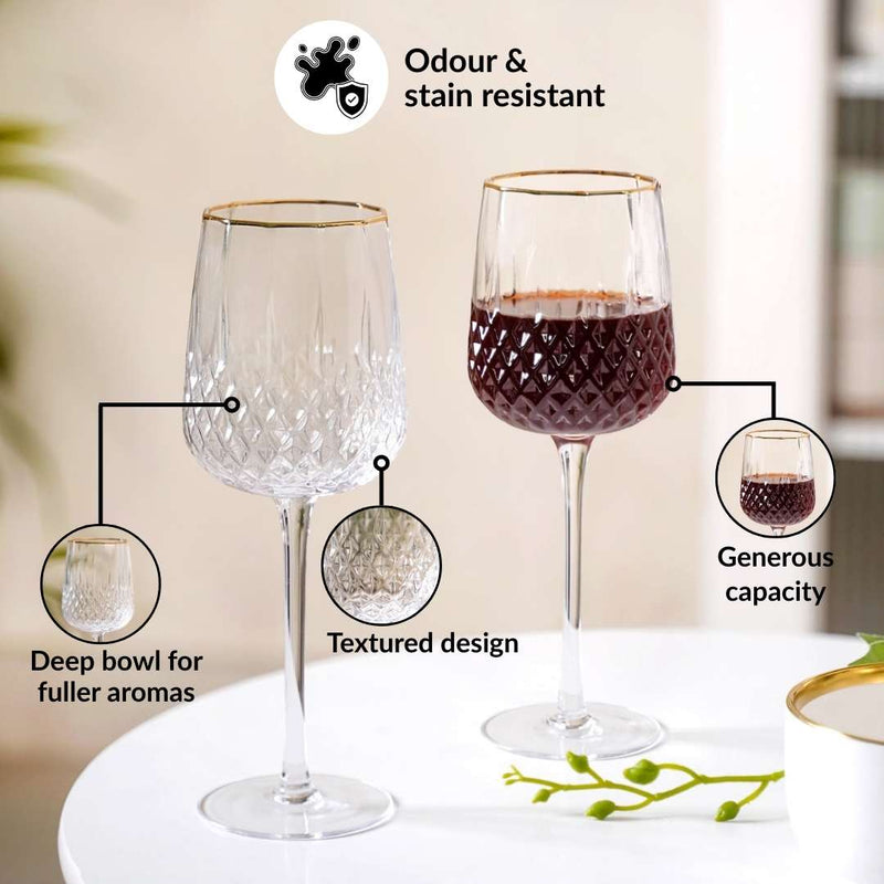 Diamond Texture Goblet Wine Glass Set Of 2 370ml