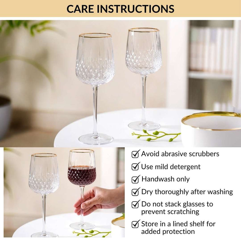Diamond Texture Goblet Wine Glass Set Of 2 370ml