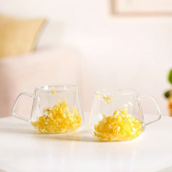 Diamond Cut Double Walled Coffee Mug Set Of 2 180ml