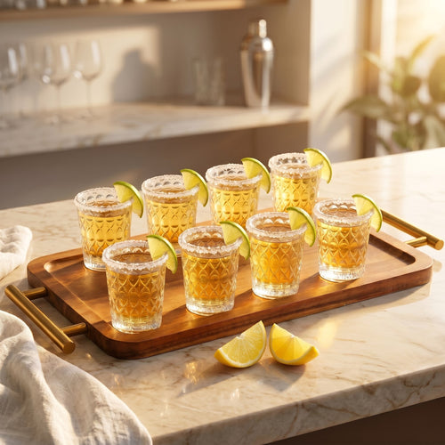 Diamond Embossed Shot Glass Set Of 12 55ml