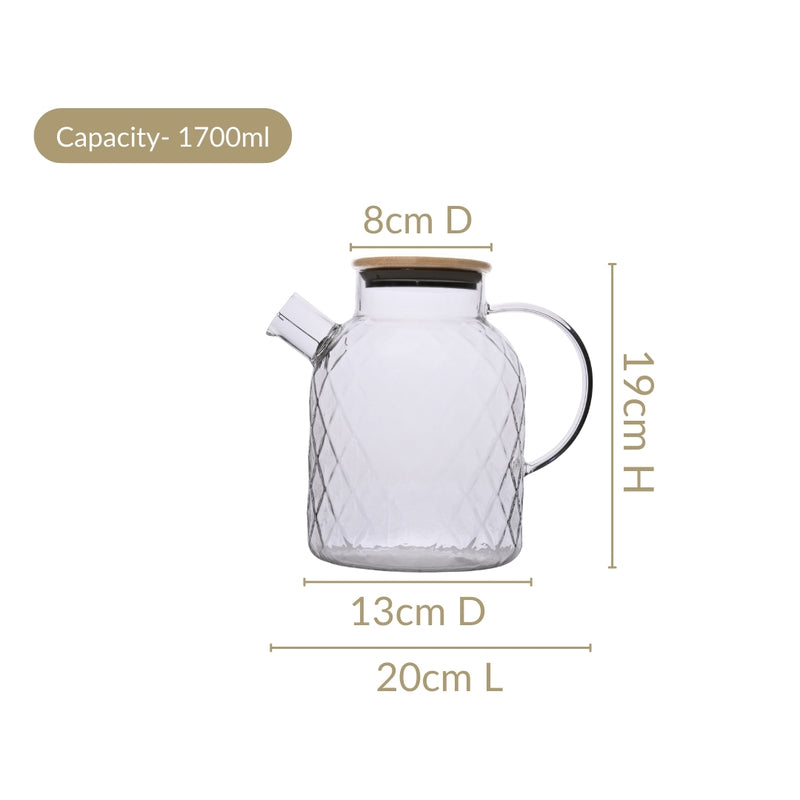 Diamond Glass Jug 1700ml