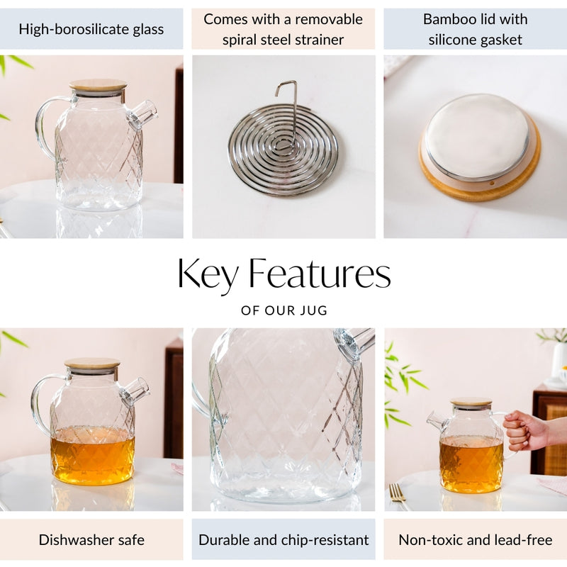 Diamond Glass Jug 1700ml