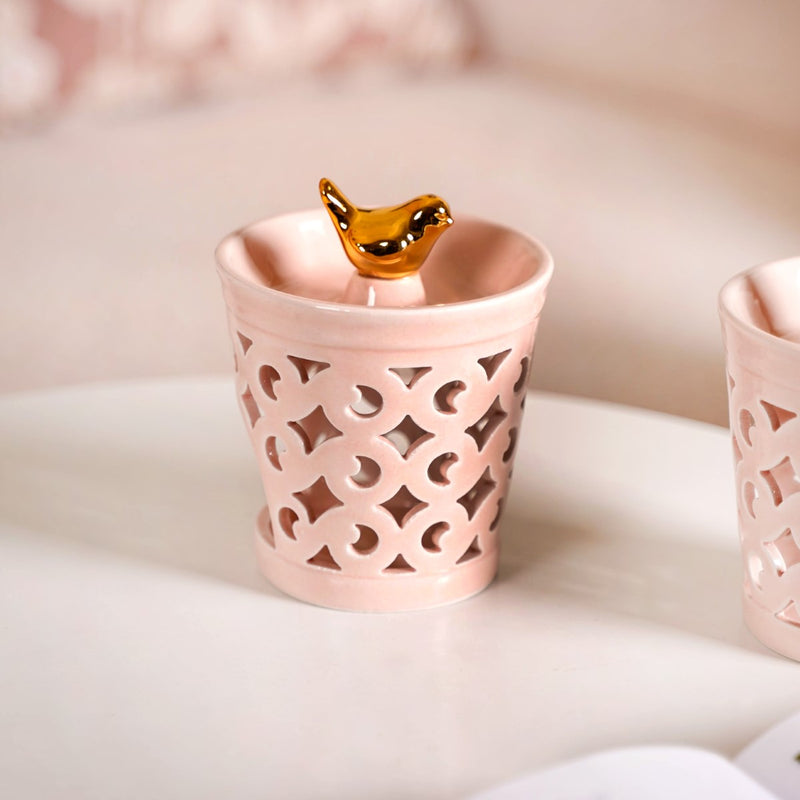 Decorative Ceramic Aroma Diffuser Set Of 2 Pink- Decorative Ceramic Diffuser, Aroma Diffuser Set, Pink Ceramic Diffusers, Set of 2 Diffusers