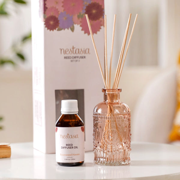 Rosewood Haven Fragrance Jar And Reed Diffuser Gift Set Of 3