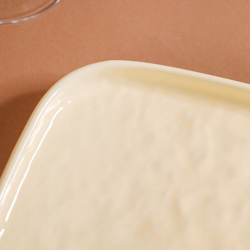 Textured Ceramic Square Dinner Plate Vanilla White Set Of 4 10 Inch - Dinner plates, ceramic plates, ceramic dinner plates, square plates