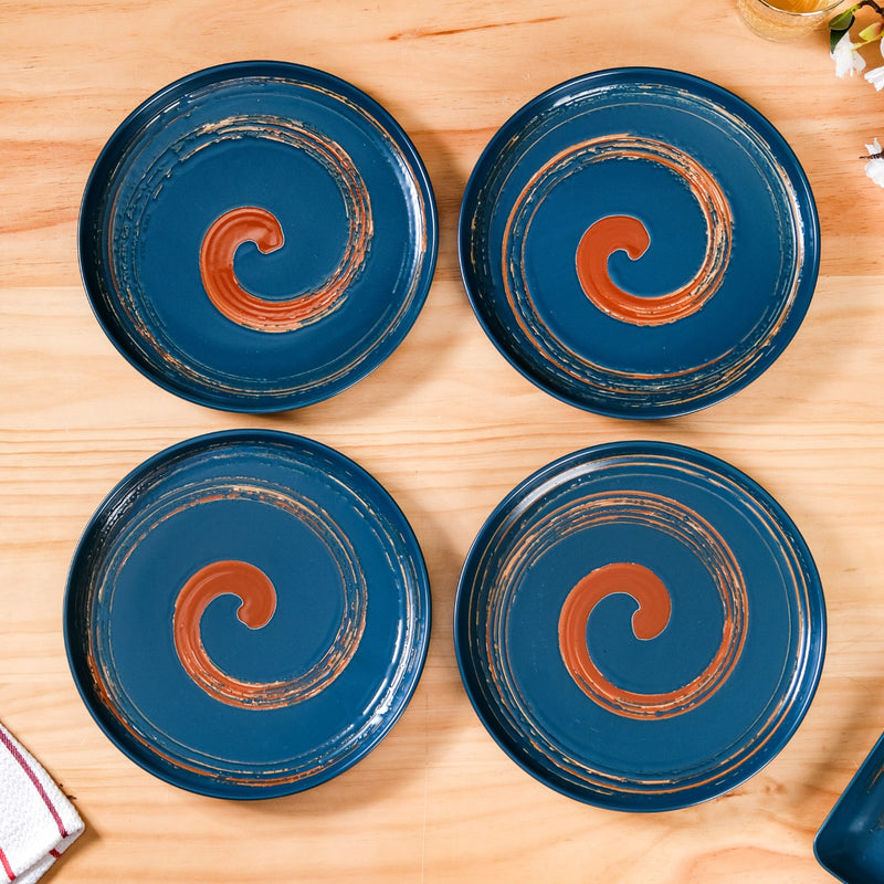 Stoneware Ceramic Dinner Plates Navy Blue Set Of 4 10 Inch - Dinner plates, ceramic plates, ceramic dinner plates, dinner plate set