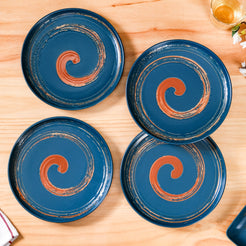 Stoneware Ceramic Dinner Plates Navy Blue Set Of 4 10 Inch - Dinner plates, ceramic plates, ceramic dinner plates, dinner plate set