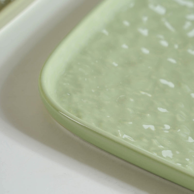 Textured Square Dinner Plate Sage Green Set Of 4 10 Inch - Dinner plates, ceramic plates, ceramic dinner plates, dinner plate set, square plates