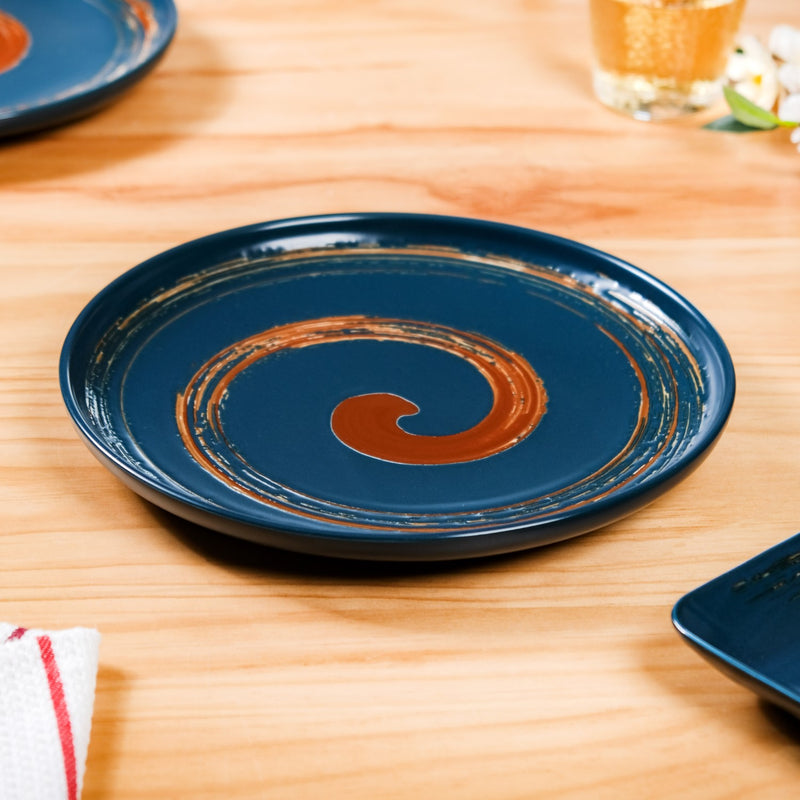 Stoneware Ceramic Dinner Plates Navy Blue Set Of 4 10 Inch - Dinner plates, ceramic plates, ceramic dinner plates, dinner plate set