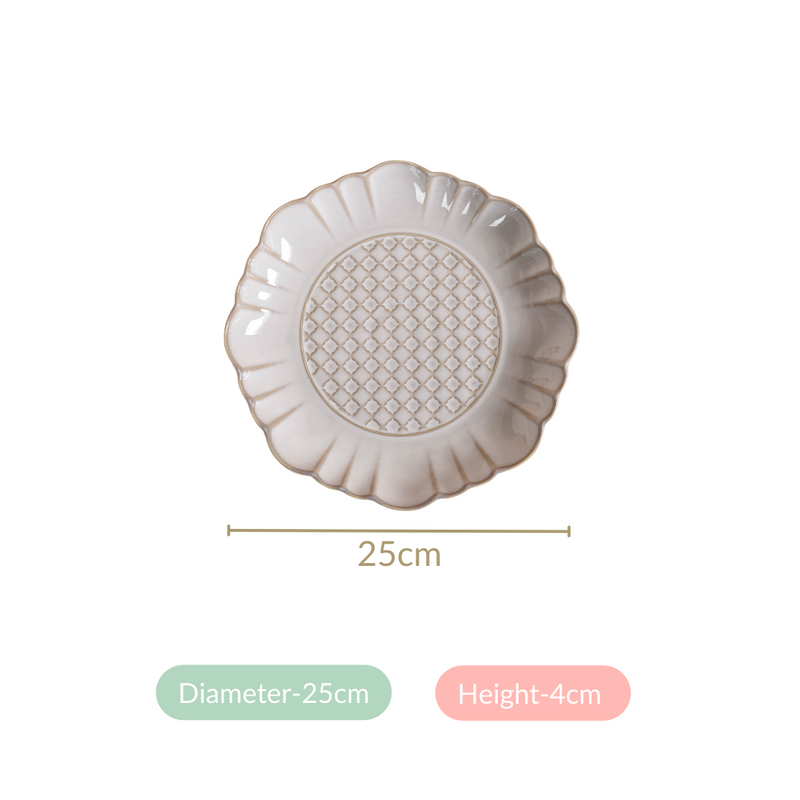 Luxury Ceramic Stoneware Dinner Plate Set Of 4 Ivory 10 Inch - Dinner plates, ceramic dinner plates, white ceramic plates, white plates, round plates