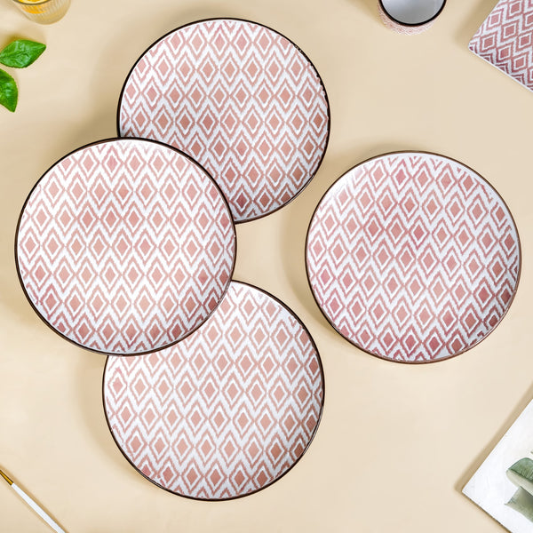 Ceramic Kaleido Dinner Plate Set Of 4 Pink 11 Inch