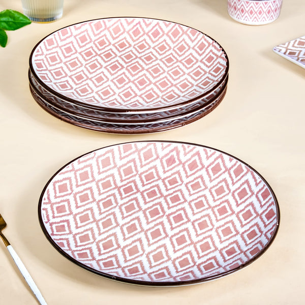 Ceramic Kaleido Dinner Plate Set Of 4 Pink 11 Inch