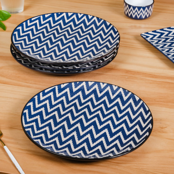 Ceramic Oscilla Dinner Plate Set Of 4 Navy 11 Inch