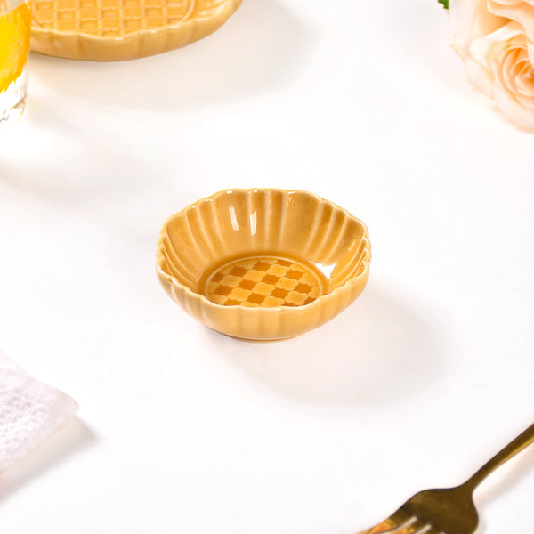 Luxury Ceramic Dip Bowls Set Of 4 Yellow Ochre 50ml