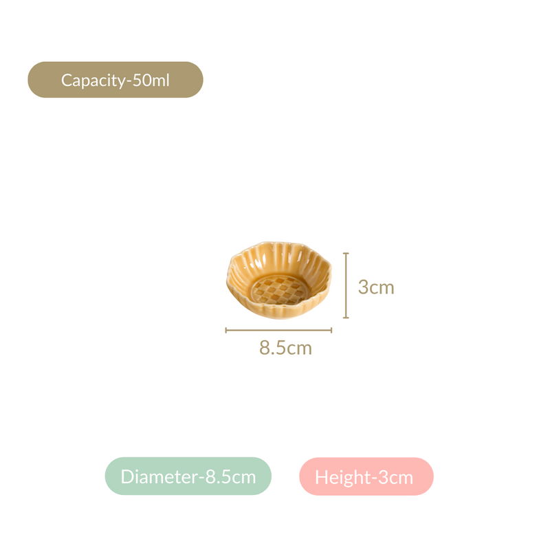 Luxury Ceramic Dip Bowls Set Of 4 Yellow Ochre 50ml - Dip bowls, mini bowls, ceramic dip bowls, dip bowls set