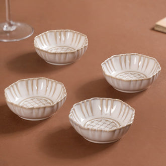 Stoneware Ivory Ceramic Dip Bowl Set Of 4 50ml - Dip bowls, mini bowls, ceramic dip bowls, dip bowls set