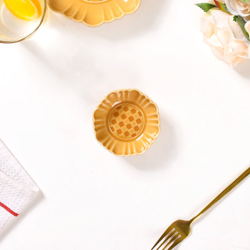 Luxury Ceramic Dip Bowls Set Of 4 Yellow Ochre 50ml - Dip bowls, mini bowls, ceramic dip bowls, dip bowls set