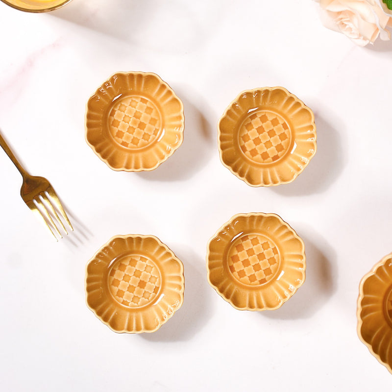 Luxury Ceramic Dip Bowls Set Of 4 Yellow Ochre 50ml - Dip bowls, mini bowls, ceramic dip bowls, dip bowls set