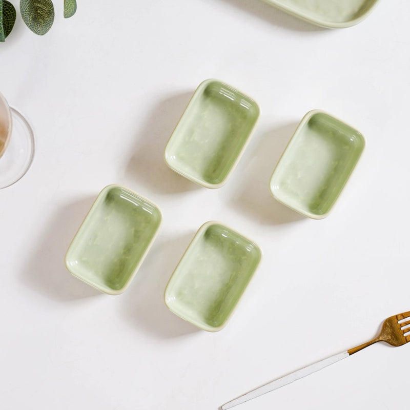 Textured Dip Bowl Sage Green Set Of 4 100ml - Dip bowls, mini bowls, ceramic dip bowls, dip bowls set