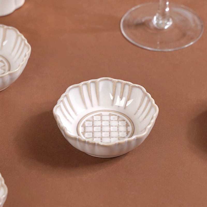 Stoneware Ivory Ceramic Dip Bowl Set Of 4 50ml - Dip bowls, mini bowls, ceramic dip bowls, dip bowls set