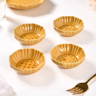 Luxury Ceramic Dip Bowls Set Of 4 Yellow Ochre 50ml - Dip bowls, mini bowls, ceramic dip bowls, dip bowls set