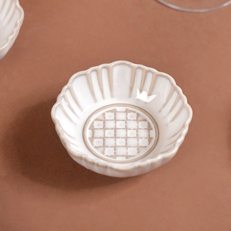 Stoneware Ivory Ceramic Dip Bowl Set Of 4 50ml - Dip bowls, mini bowls, ceramic dip bowls, dip bowls set