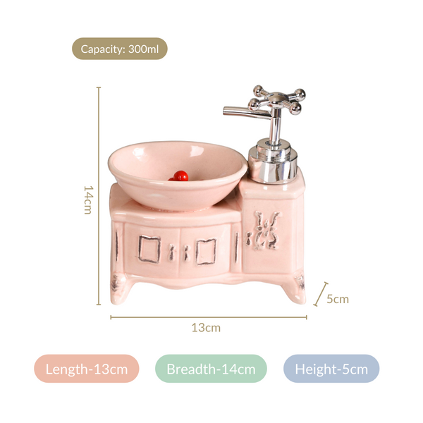 Sink With Tap Ceramic Soap Dispenser Peach