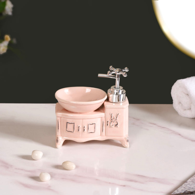 Sink With Tap Ceramic Soap Dispenser Peach