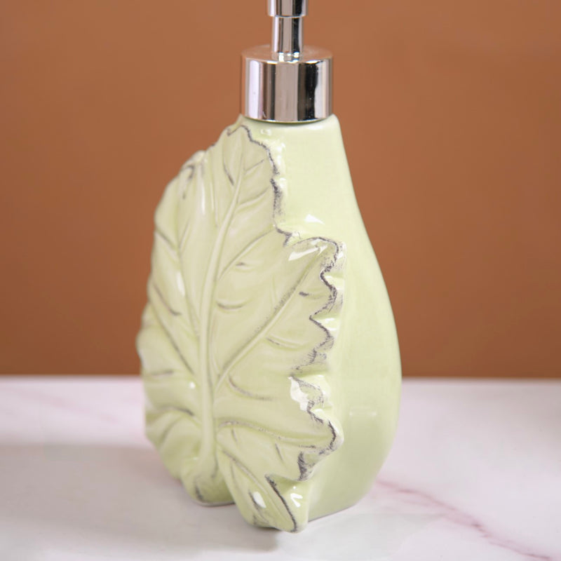 Green Leaf Shaped Soap Dispenser