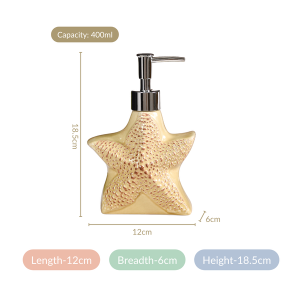 Marine Bliss Starfish Ceramic Liquid Dispenser Yellow