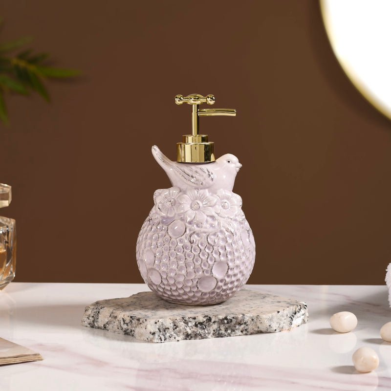 Lavender Bird Embossed Soap Dispenser